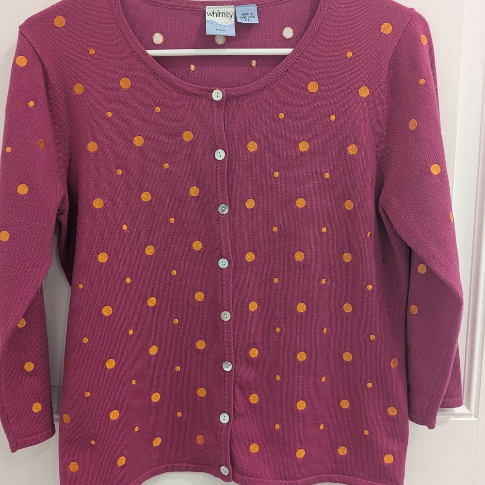 Whimsy Women's Magenta Polka Dot Cardigan